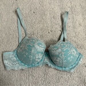 Blue Lace Victorias Secret Dream Angels Lined Demi Bra 34B